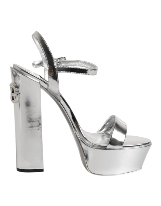 Dolce & Gabbana Silver Leather Platform Keira Sandals Shoes – EU39/US8.5 par Dolce & Gabbana | Disponible sur Sandy Store ByNet