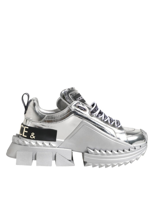 Dolce & Gabbana Silver Leather Super Queen Sneakers Shoes – EU35/US4.5 par Dolce & Gabbana | Disponible sur Sandy Store ByNet