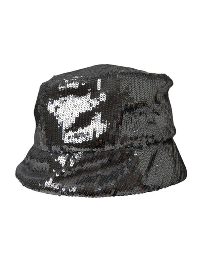 Dolce & Gabbana Silver Sequined Nylon Bucket Hat Men - Sandy Store ByNet