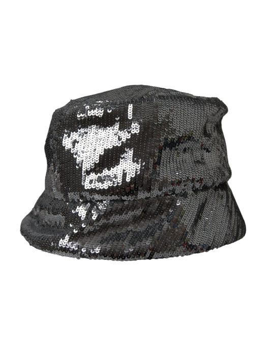 Dolce & Gabbana Silver Sequined Nylon Bucket Hat Men - Sandy Store ByNet