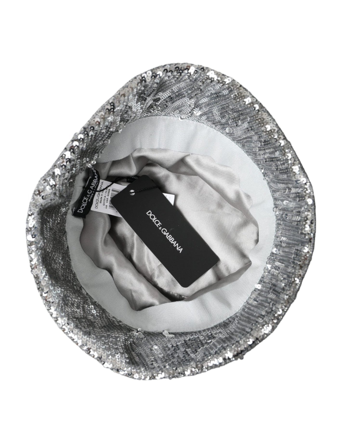 Dolce & Gabbana Silver Sequined Nylon Bucket Hat Men - Sandy Store ByNet
