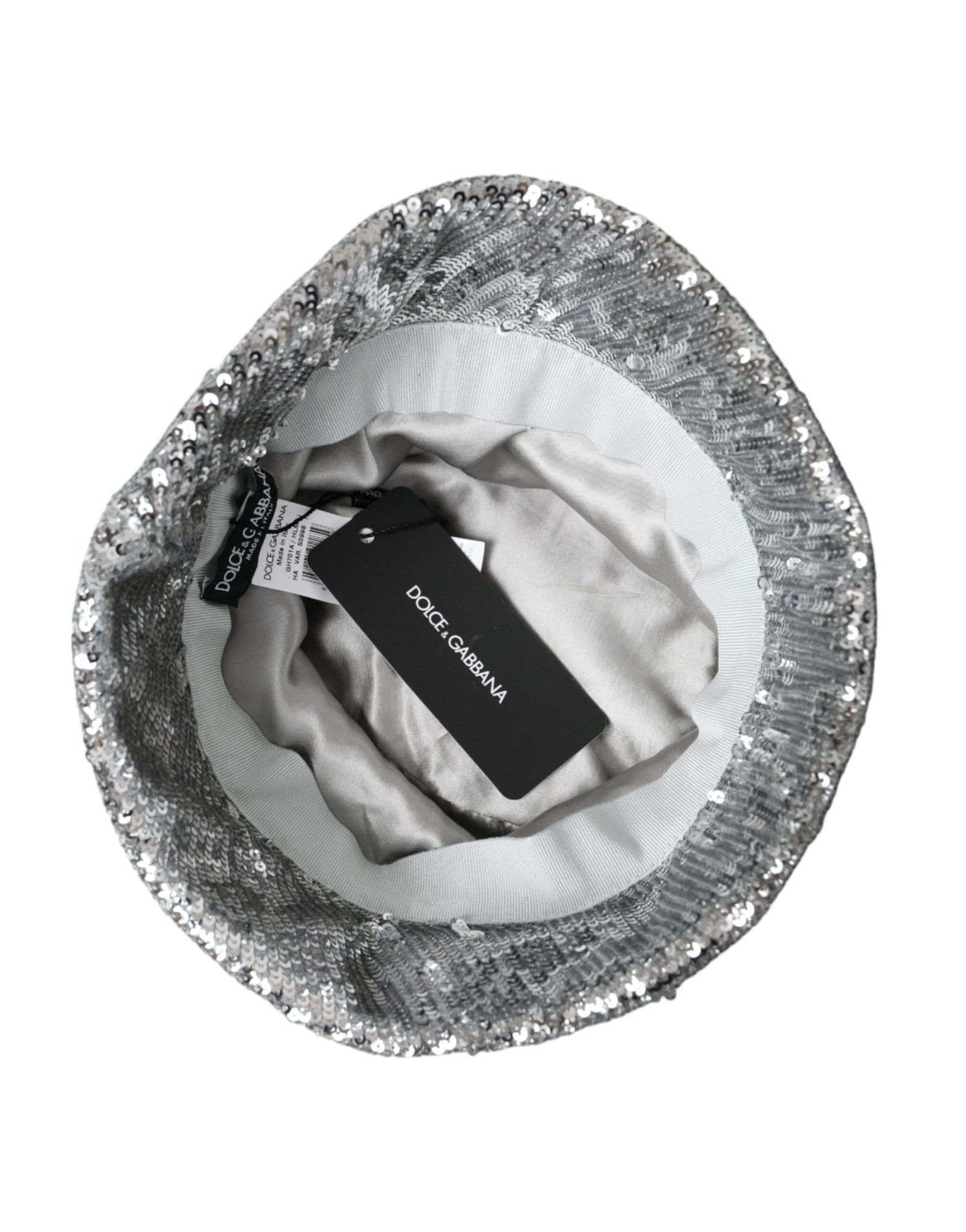 Dolce & Gabbana Silver Sequined Nylon Bucket Hat Men - Sandy Store ByNet