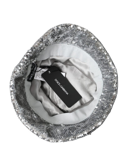 Dolce & Gabbana Silver Sequined Nylon Bucket Hat Men - Sandy Store ByNet
