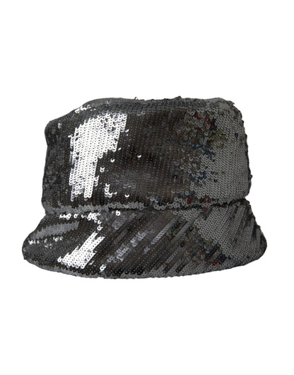 Dolce & Gabbana Silver Sequined Nylon Bucket Hat Men - Sandy Store ByNet