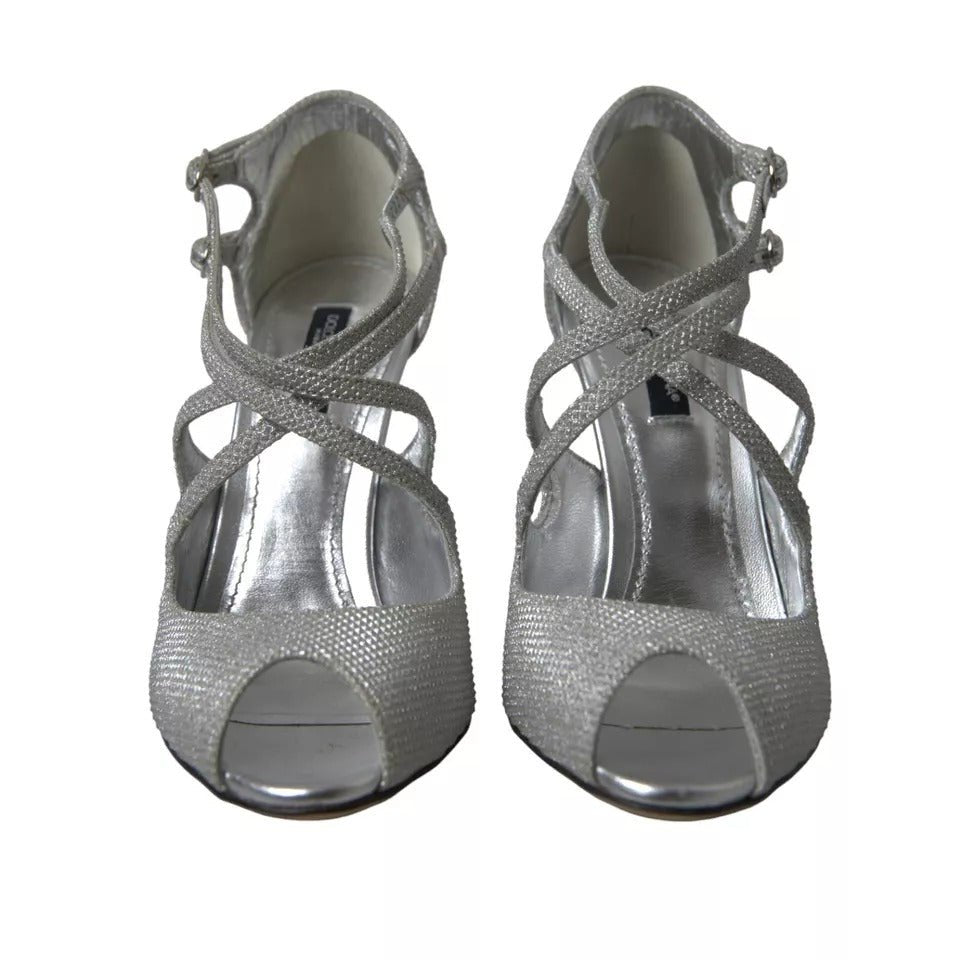 Dolce & Gabbana Silver Shimmers Sandals Heel Pumps Shoes - Sandy Store ByNet
