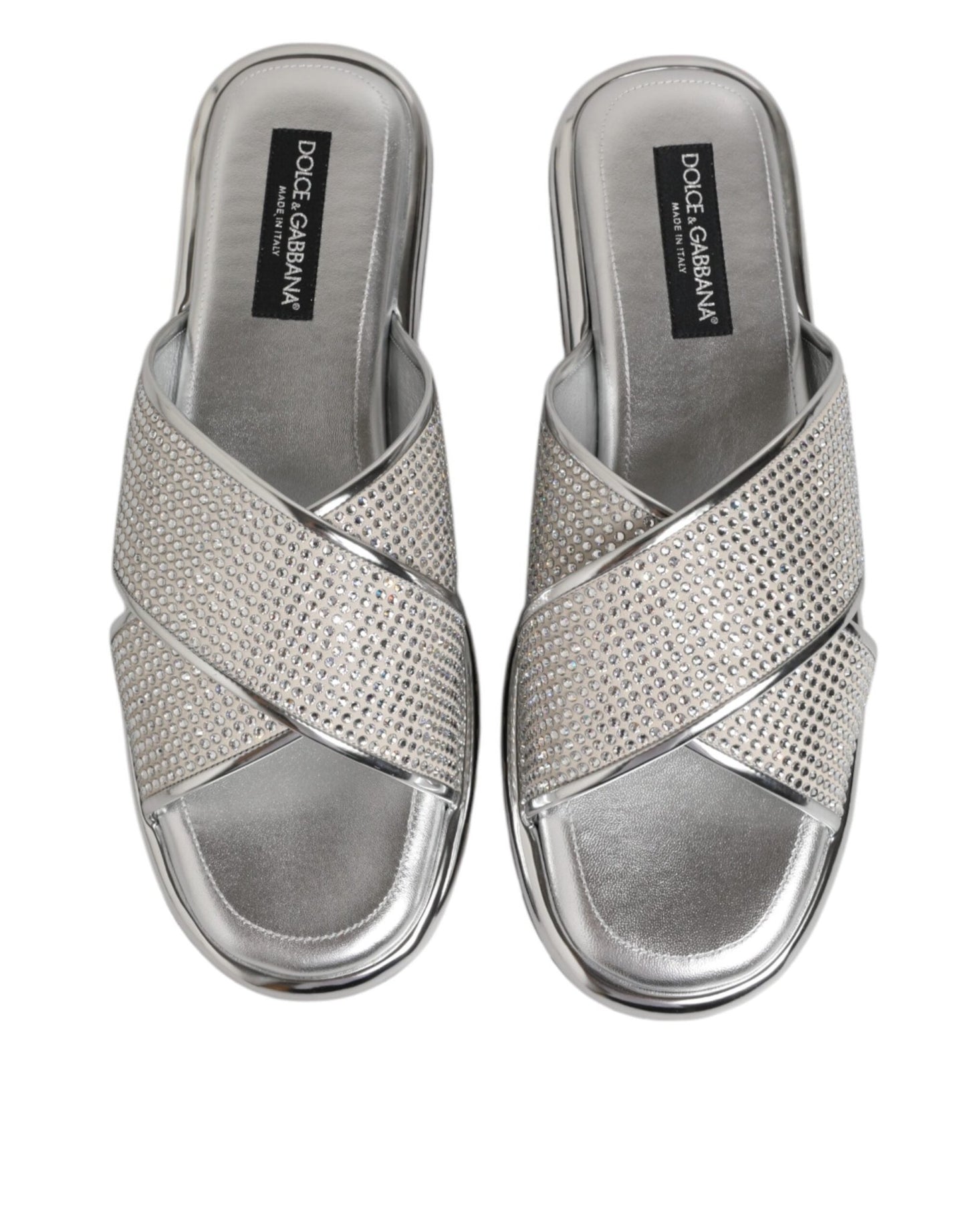 Dolce & Gabbana Silver Strass Slides Flats Slippers Shoes – EU43/US10 par Dolce & Gabbana | Disponible sur Sandy Store ByNet