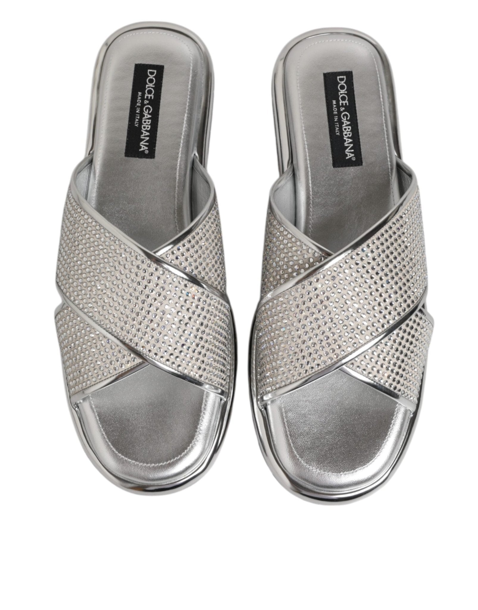 Dolce & Gabbana Silver Strass Slides Flats Slippers Shoes – EU43/US10 par Dolce & Gabbana | Disponible sur Sandy Store ByNet