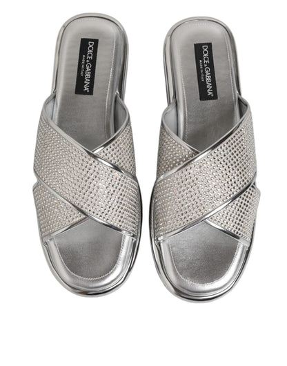 Dolce & Gabbana Silver Strass Slides Flats Slippers Shoes – EU43/US10 par Dolce & Gabbana | Disponible sur Sandy Store ByNet