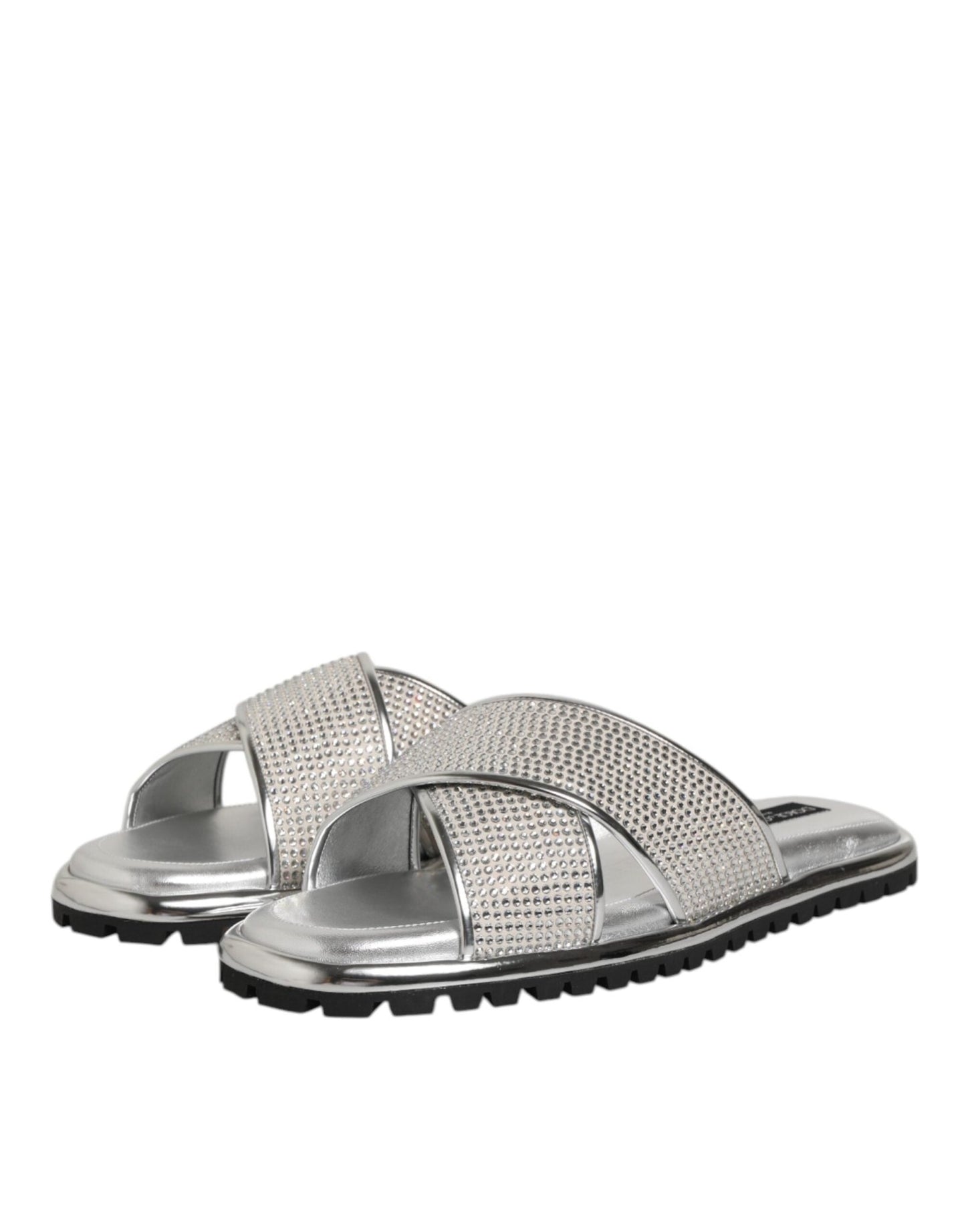 Dolce & Gabbana Silver Strass Slides Flats Slippers Shoes – EU43/US10 par Dolce & Gabbana | Disponible sur Sandy Store ByNet