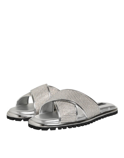 Dolce & Gabbana Silver Strass Slides Flats Slippers Shoes – EU43/US10 par Dolce & Gabbana | Disponible sur Sandy Store ByNet