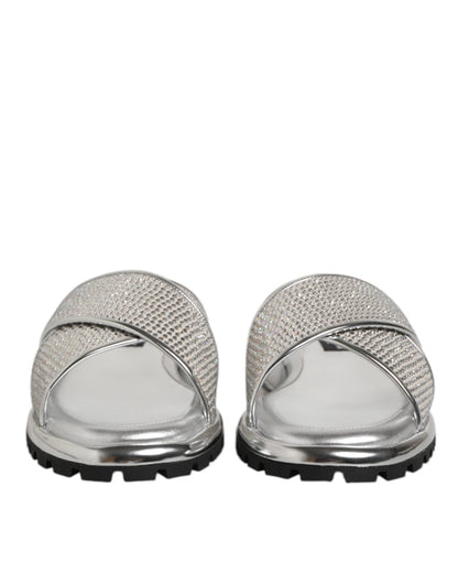 Dolce & Gabbana Silver Strass Slides Flats Slippers Shoes – EU43/US10 par Dolce & Gabbana | Disponible sur Sandy Store ByNet