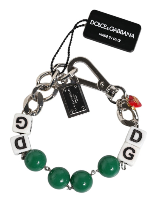 Dolce & Gabbana Silver Tone Brass Bead Dice Logo Embellish Charm Bracelet - Sandy Store ByNet