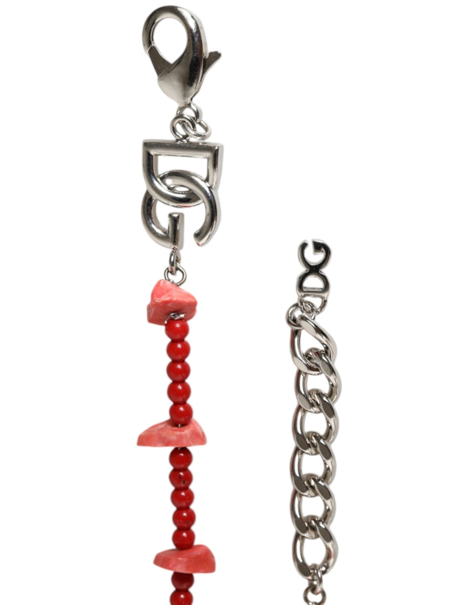Dolce & Gabbana Silver Tone Brass Beaded Resin DG Logo Chain Bracelet - Sandy Store ByNet