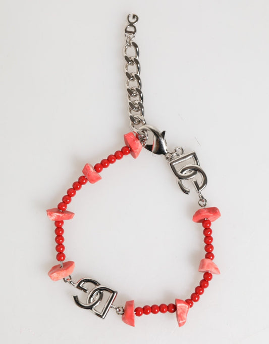 Dolce & Gabbana Silver Tone Brass Beaded Resin DG Logo Chain Men Bracelet – par Dolce & Gabbana | Disponible sur Sandy Store ByNet