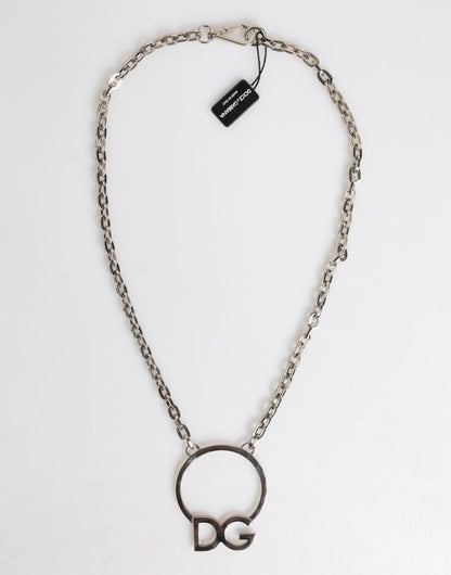 Dolce & Gabbana Silver Tone Brass Chain DG Logo Pendant Men Necklace – par Dolce & Gabbana | Disponible sur Sandy Store ByNet