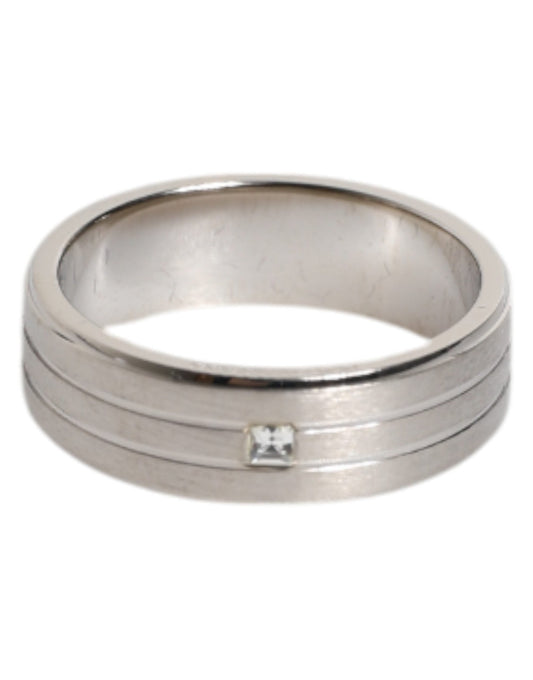Dolce & Gabbana Silver Tone Brass Clear Crystal DG Logo Ring – EU58 | US9 par Dolce & Gabbana | Disponible sur Sandy Store ByNet