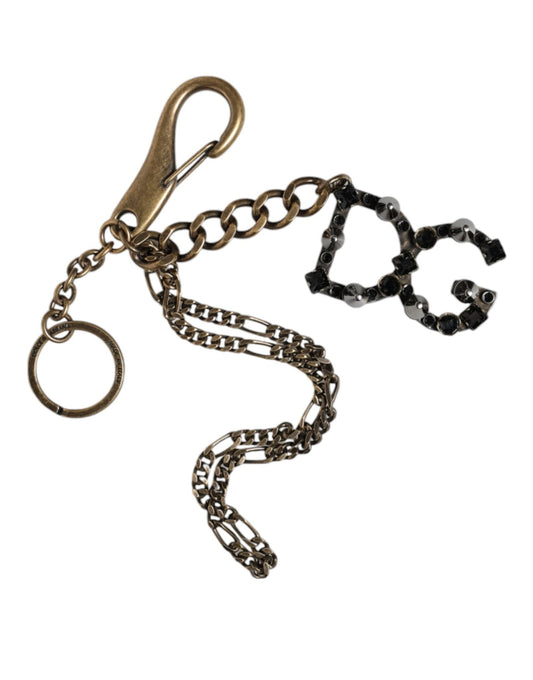 Dolce & Gabbana Silver Tone Metal DG Logo Crystal Keychain Keyring - Sandy Store ByNet