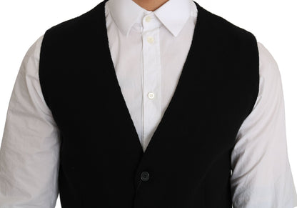 Dolce & Gabbana Sleek Black Cotton Formal Vest - Sandy Store ByNet