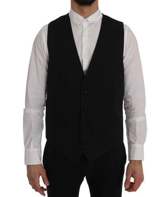 Dolce & Gabbana Sleek Black Single - Breasted Waistcoat - Sandy Store ByNet