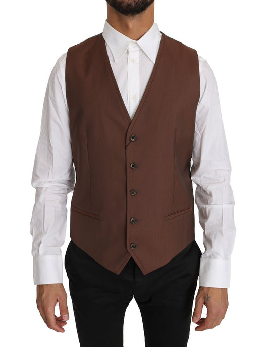 Dolce & Gabbana Sleek Bronze & Gray Formal Vest Slim Fit - Sandy Store ByNet
