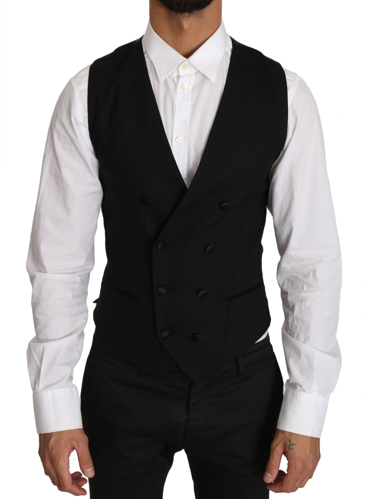 Dolce & Gabbana Sleek Double Breasted Slim Fit Wool Vest - Sandy Store ByNet