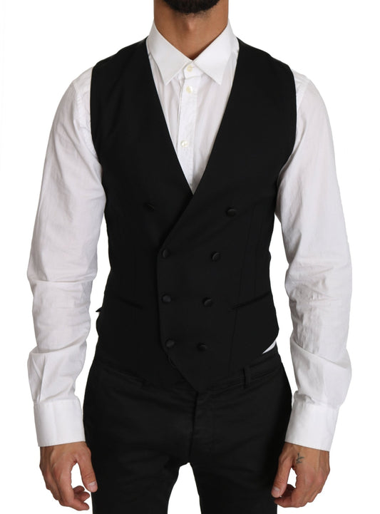 Dolce & Gabbana Sleek Double Breasted Slim Fit Wool Vest - Sandy Store ByNet