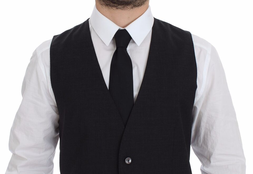 Dolce & Gabbana Sleek Gray Wool Dress Vest - Sandy Store ByNet