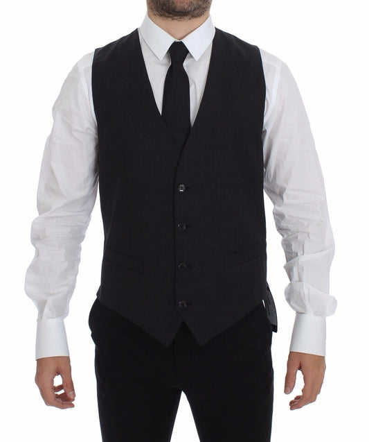 Dolce & Gabbana Sleek Gray Wool Dress Vest - Sandy Store ByNet