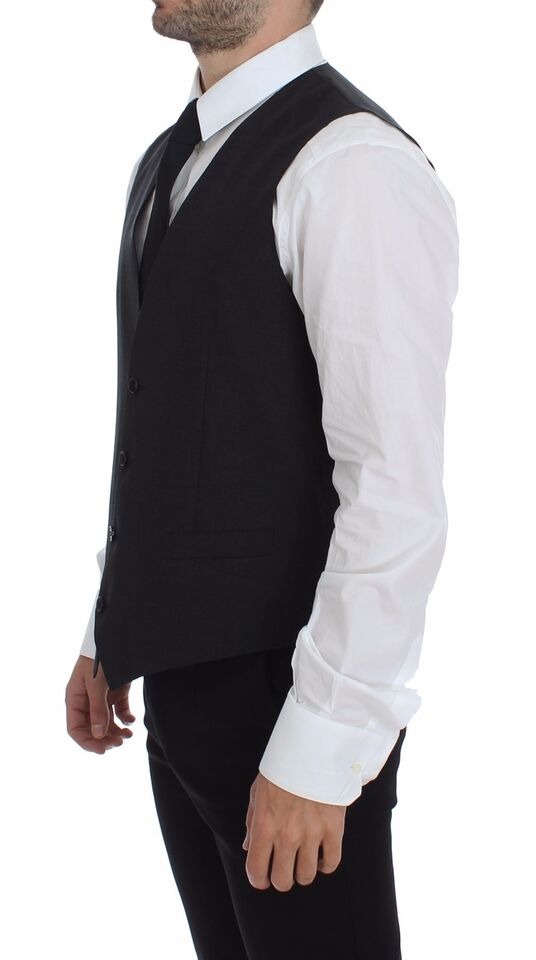 Dolce & Gabbana Sleek Gray Wool Dress Vest - Sandy Store ByNet