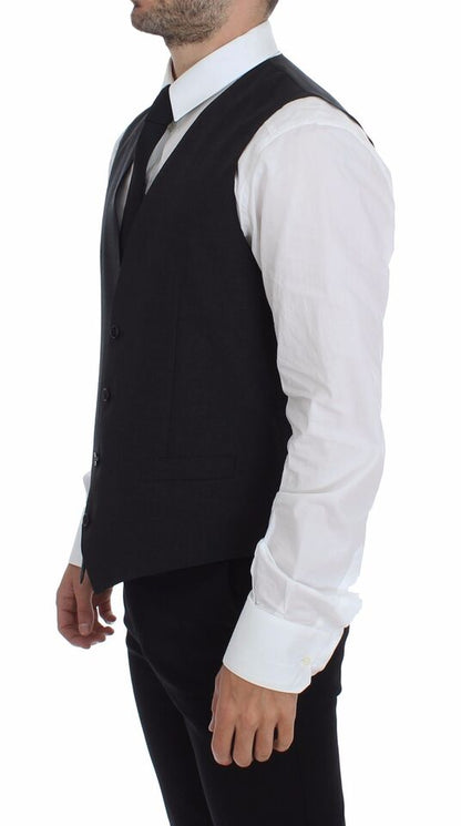 Dolce & Gabbana Sleek Gray Wool Dress Vest - Sandy Store ByNet