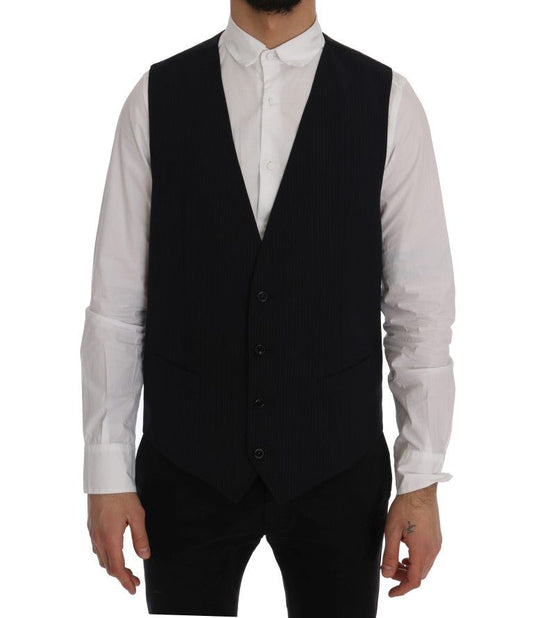 Dolce & Gabbana Sleek Striped Wool Blend Waistcoat Vest - Sandy Store ByNet