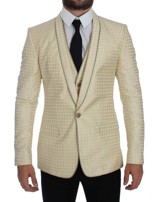 Dolce & Gabbana Sophisticated Beige Polka Dotted Blazer & Vest - Sandy Store ByNet