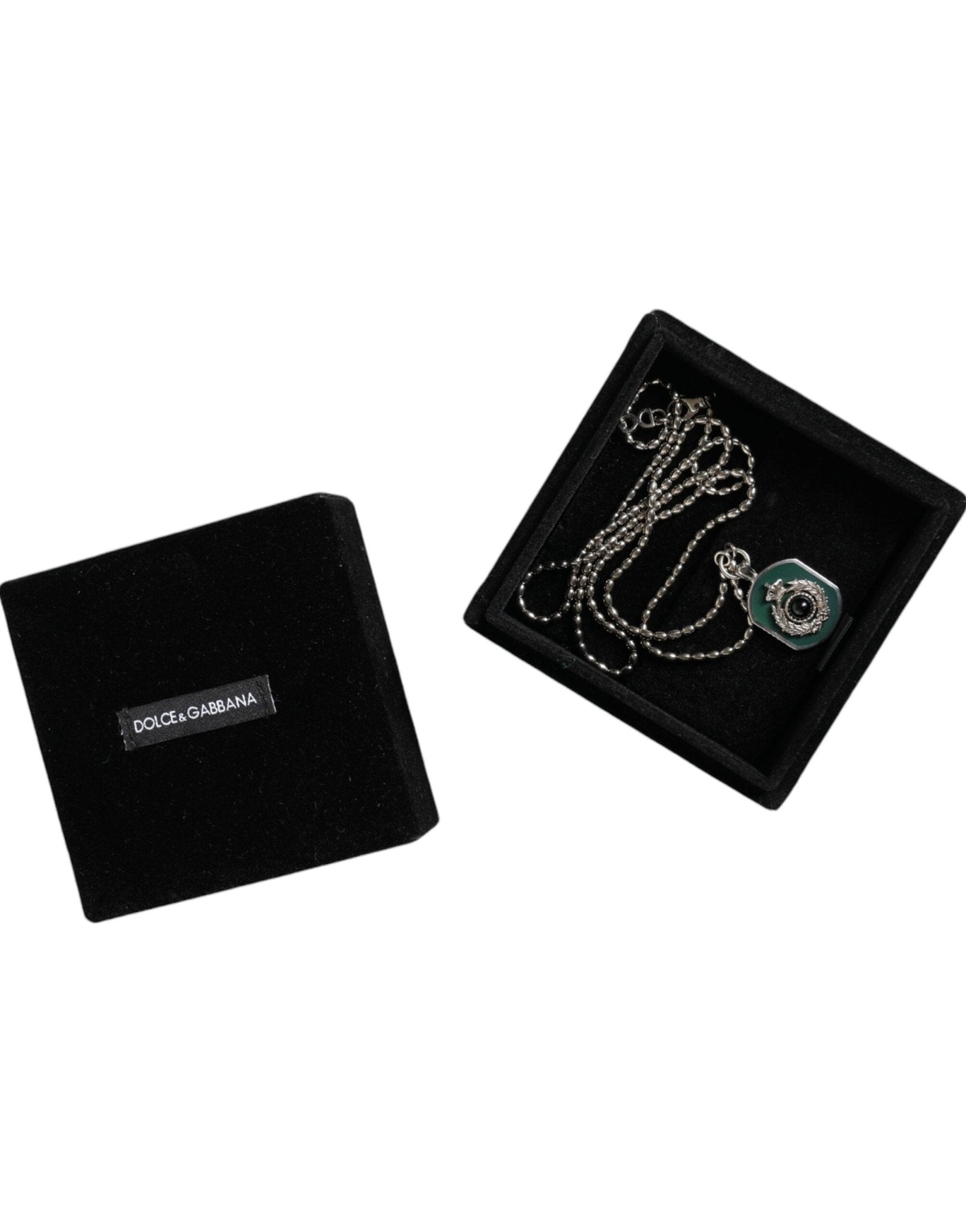 Dolce & Gabbana Sterling Silver 925 Chain Bar Gem Pendant Logo Necklace - Sandy Store ByNet