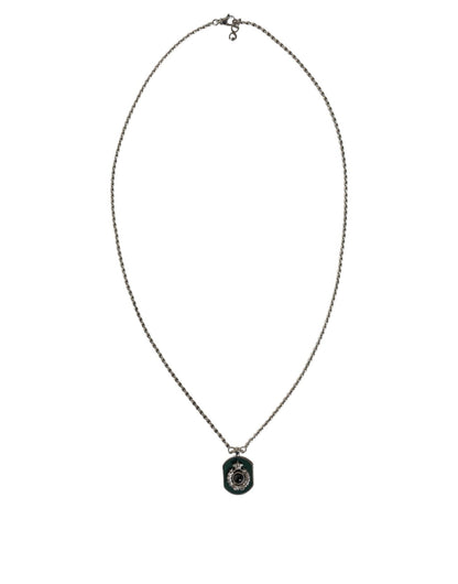 Dolce & Gabbana Sterling Silver 925 Chain Bar Gem Pendant Logo Necklace - Sandy Store ByNet