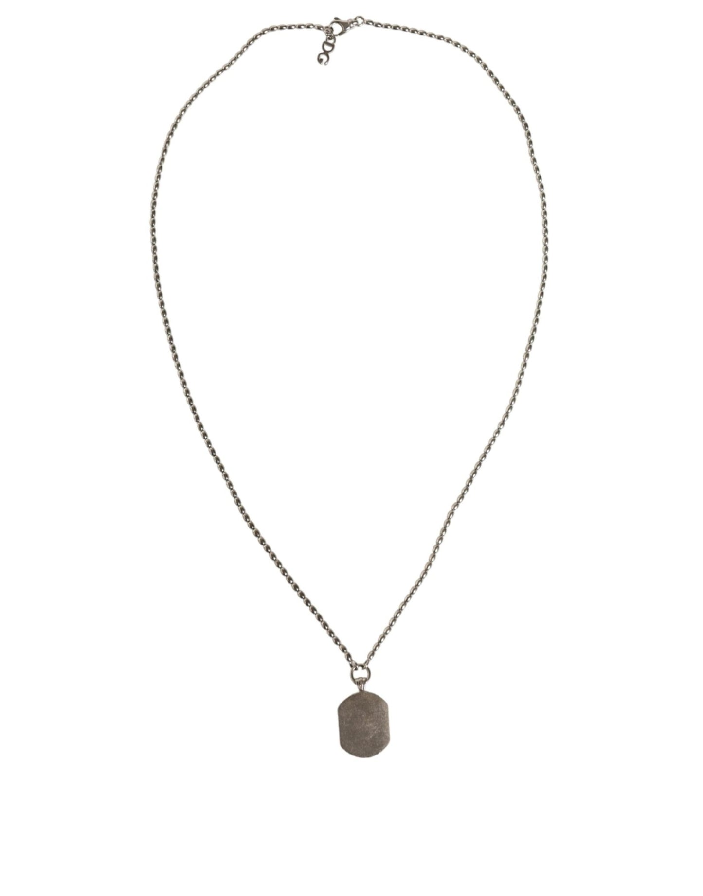 Dolce & Gabbana Sterling Silver 925 Chain Bar Gem Pendant Logo Necklace - Sandy Store ByNet