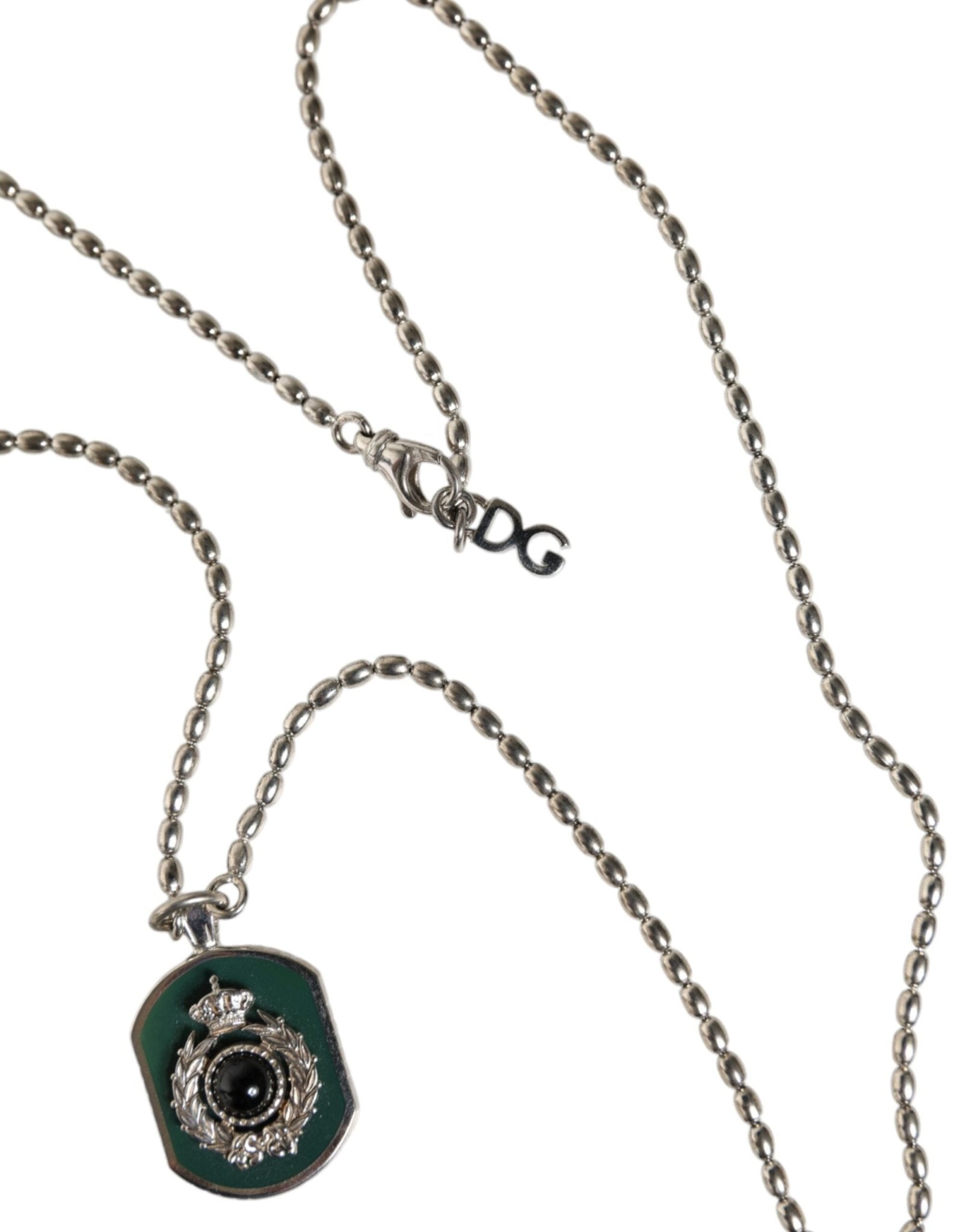 Dolce & Gabbana Sterling Silver 925 Chain Bar Gem Pendant Logo Necklace - Sandy Store ByNet