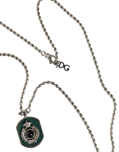 Dolce & Gabbana Sterling Silver 925 Chain Bar Gem Pendant Logo Necklace - Sandy Store ByNet