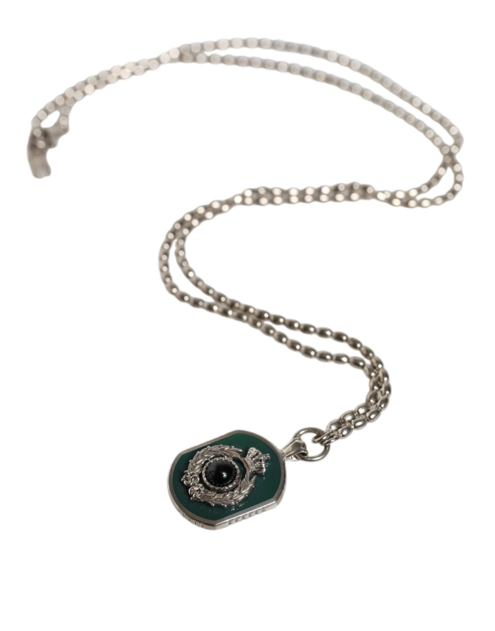 Dolce & Gabbana Sterling Silver 925 Chain Bar Gem Pendant Logo Necklace - Sandy Store ByNet