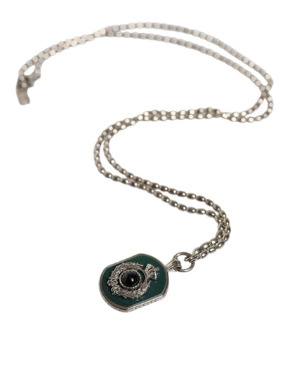 Dolce & Gabbana Sterling Silver 925 Chain Bar Gem Pendant Logo Necklace - Sandy Store ByNet