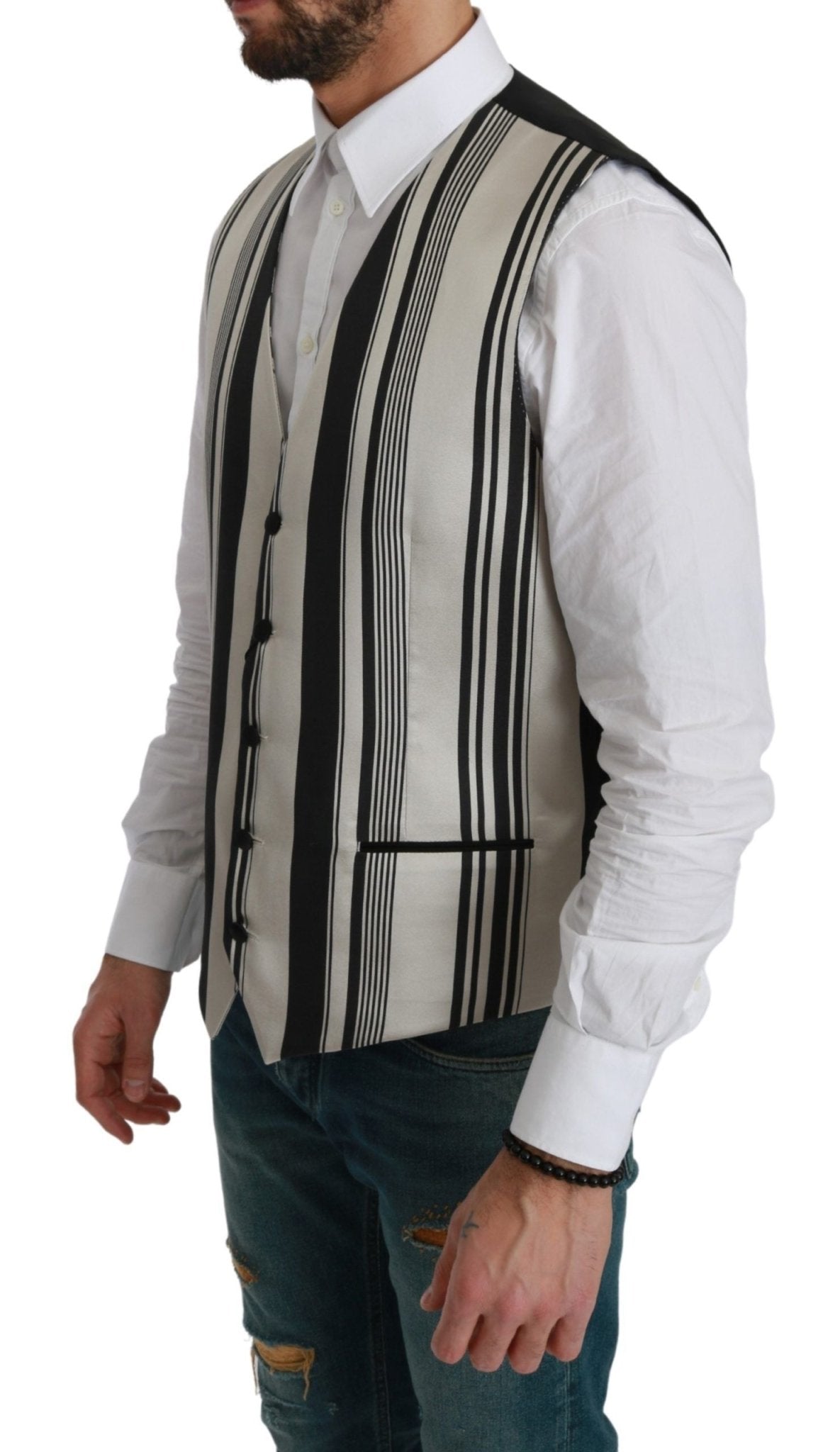 Dolce & Gabbana Stripe Cotton Silk Dress Vest - Sandy Store ByNet