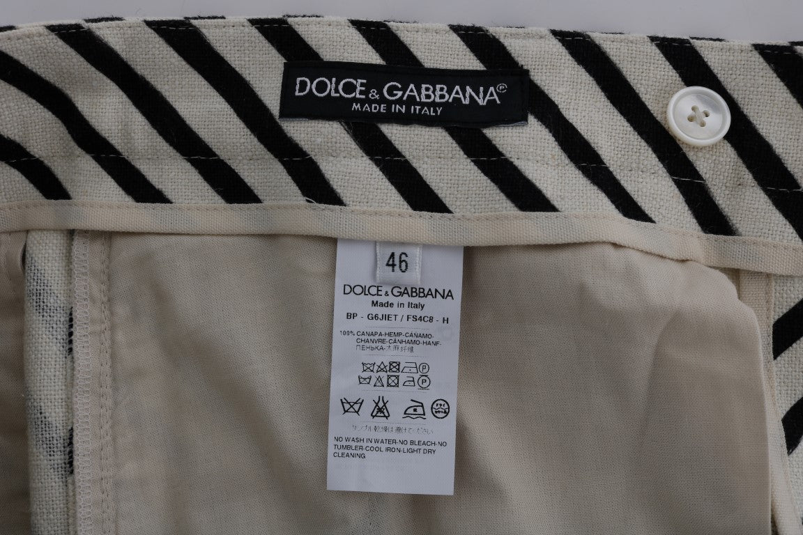 Dolce & Gabbana Striped Hemp Casual Shorts - Sandy Store ByNet