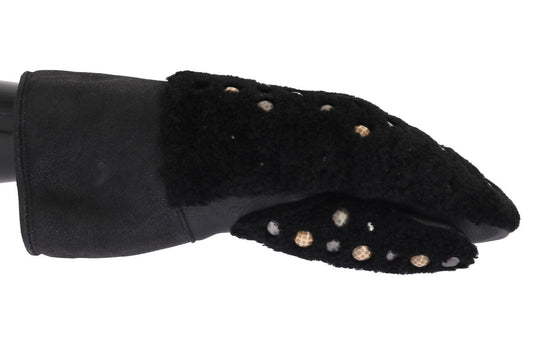 Dolce & Gabbana Studded Black Leather Gentleman's Gloves - Sandy Store ByNet