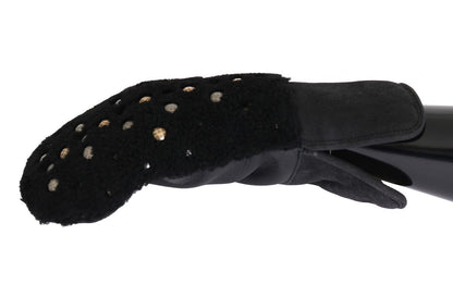 Dolce & Gabbana Studded Black Leather Gentleman's Gloves - Sandy Store ByNet