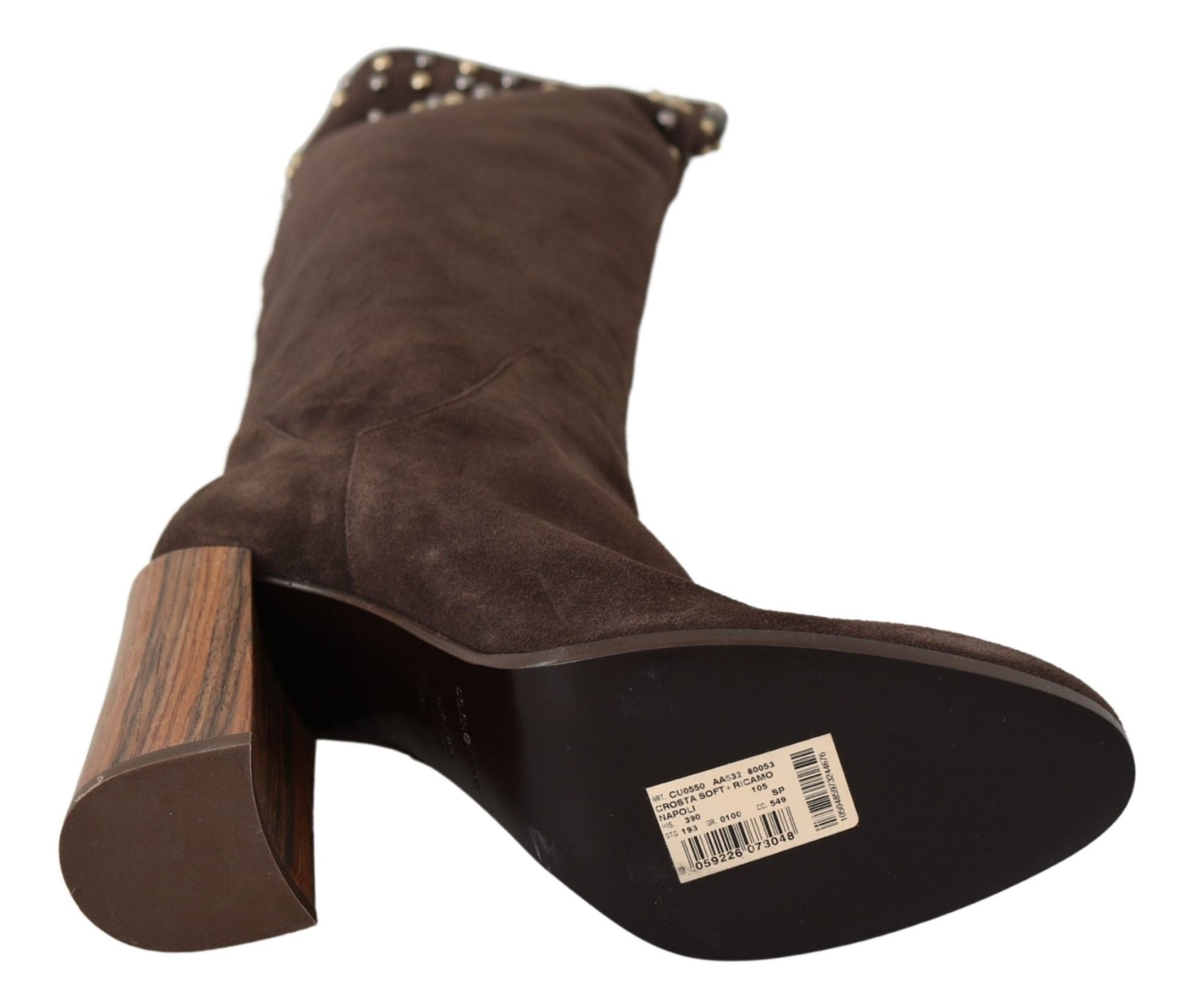 Dolce & Gabbana Studded Suede Knee High Boots in Brown - Sandy Store ByNet