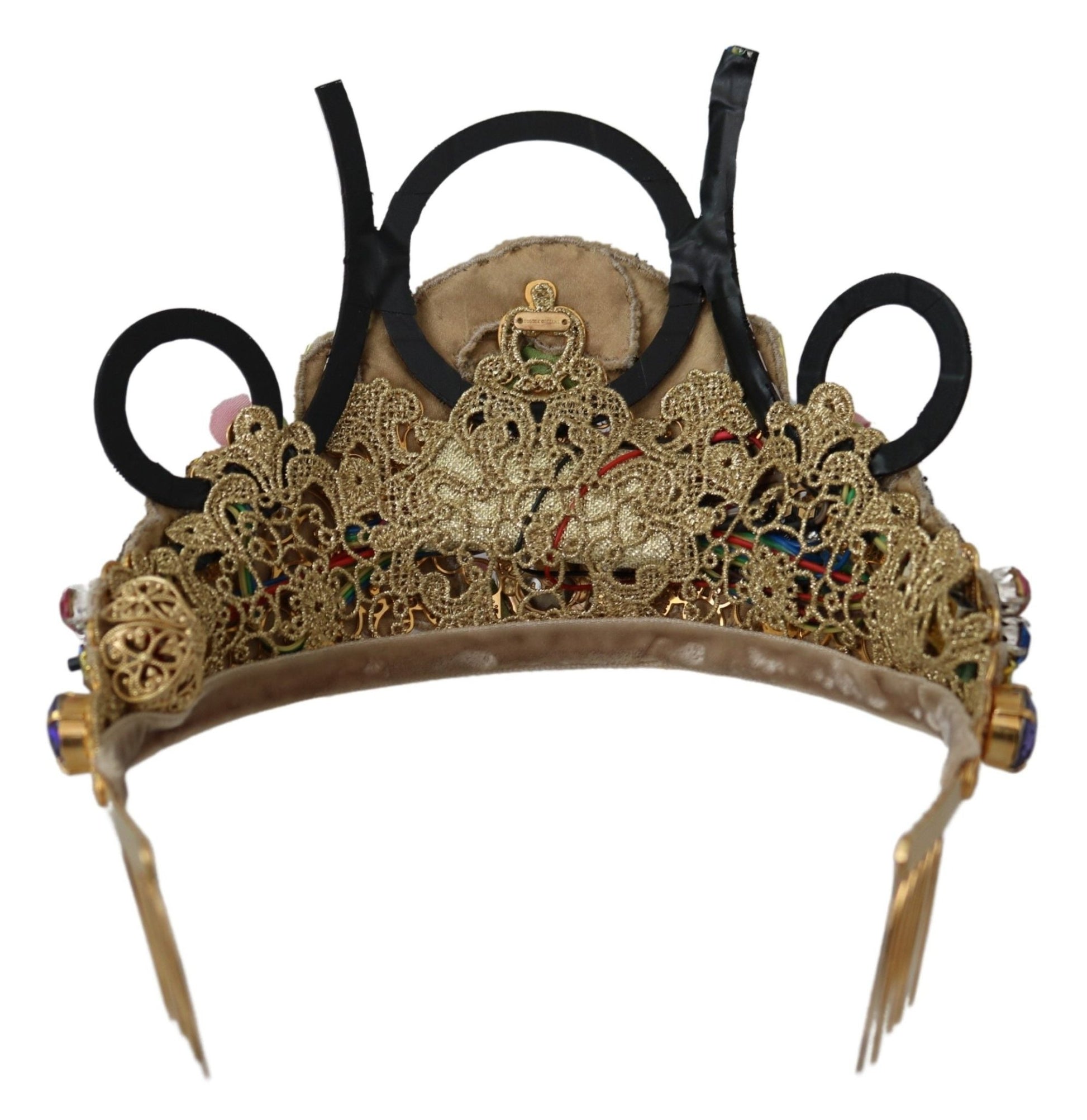 Dolce & Gabbana Stunning Crystal Diadem Tiara - Gold Multicolor - Sandy Store ByNet