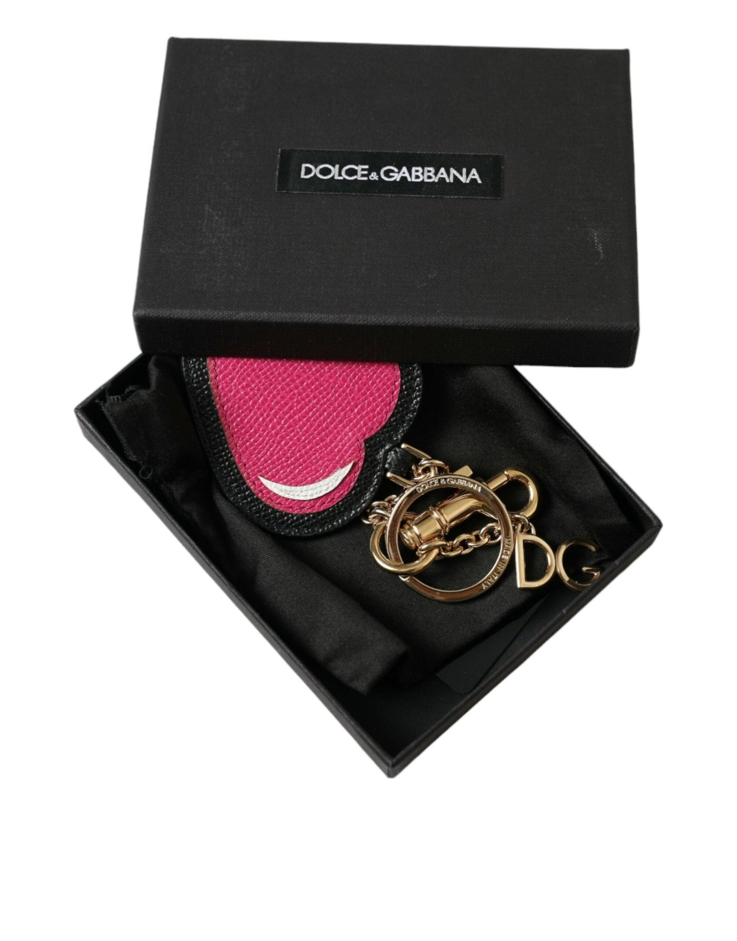 Dolce & Gabbana Stunning Gold and Pink Leather Keychain - Sandy Store ByNet