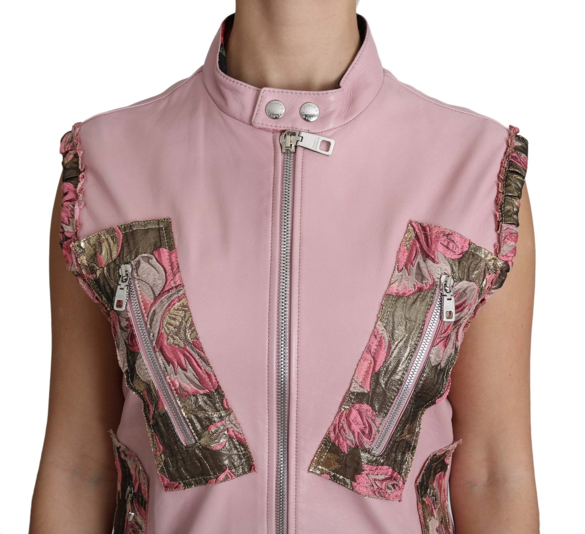 Dolce & Gabbana Stunning Pink Sleeveless Leather Vest - Sandy Store ByNet