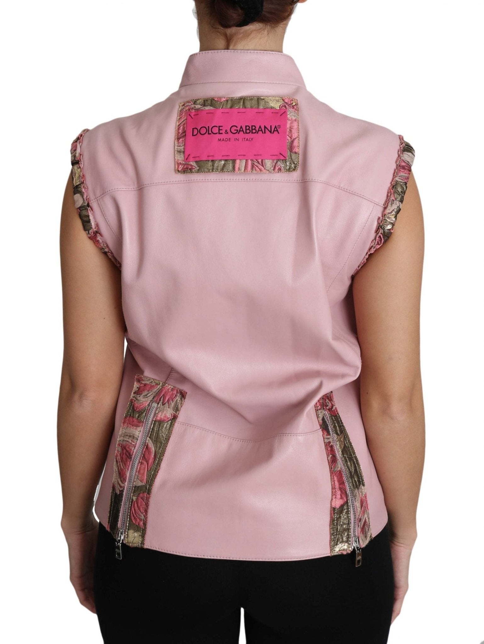 Dolce & Gabbana Stunning Pink Sleeveless Leather Vest - Sandy Store ByNet