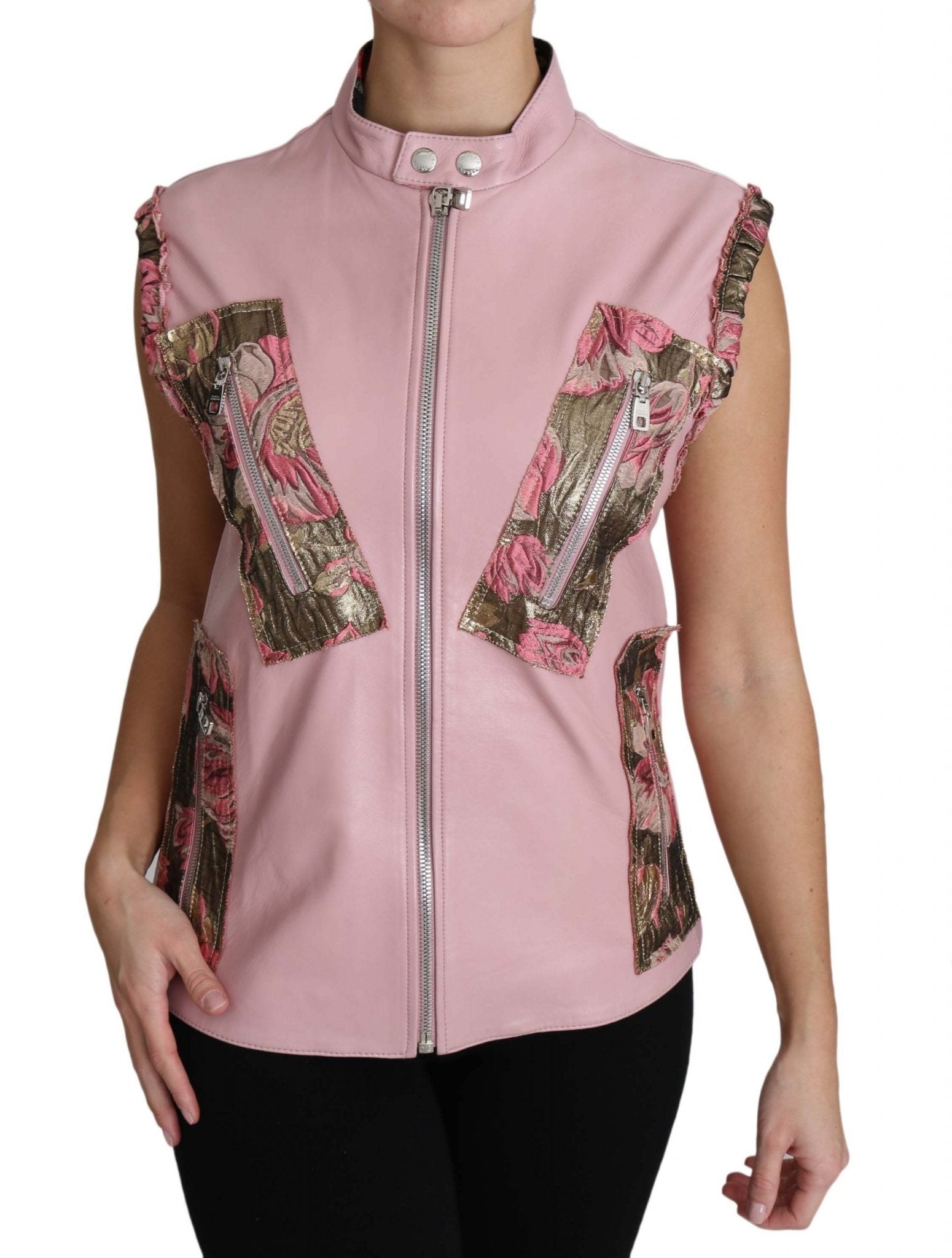 Dolce & Gabbana Stunning Pink Sleeveless Leather Vest - Sandy Store ByNet