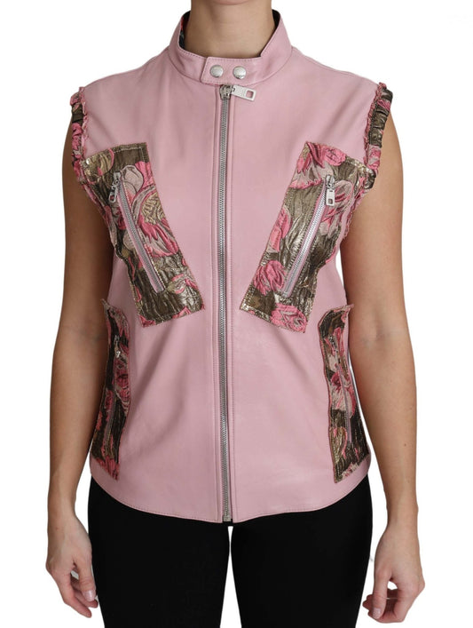 Dolce & Gabbana Stunning Pink Sleeveless Leather Vest - Sandy Store ByNet